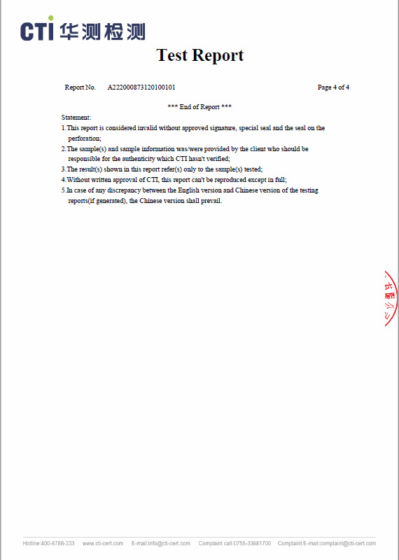 Biomass Based Polyisoprene Sponge CTI Test Report